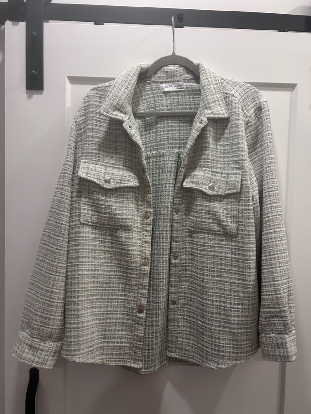 Shacket in Green/Gray and Cream